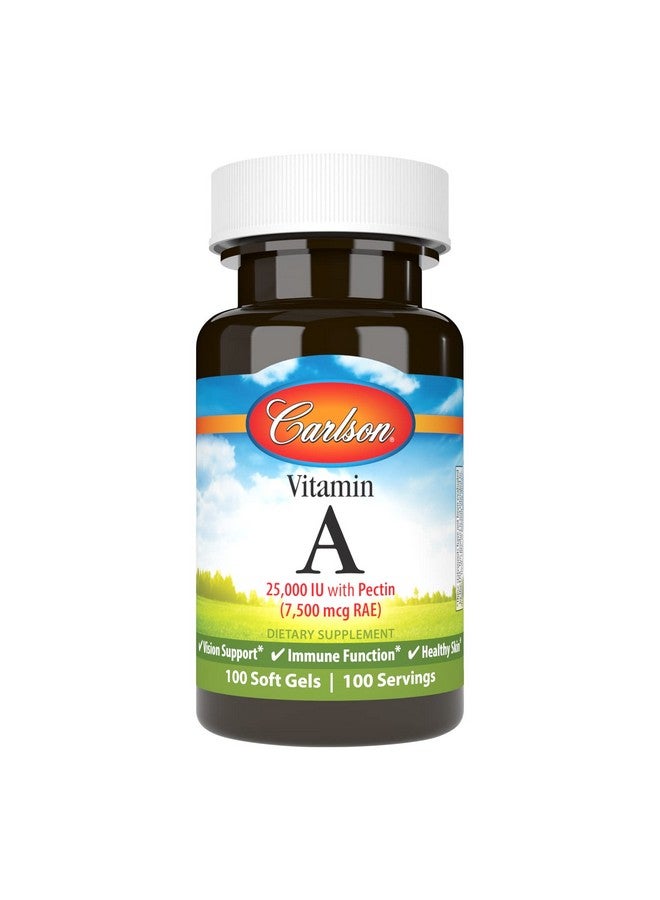 Carlson Labs Vitamin A with Pectin, 25000 IU, 100 Softgels - Image 1