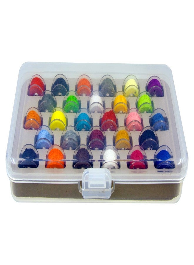 Ultima Bobbin Case with Bobbins -28 Class-15 (SA156) Clear Plastic Bobbins in a Durable See Through Storage Box - Each Bobbin is Pre-Wound with Assorted Color Thread - Image 2