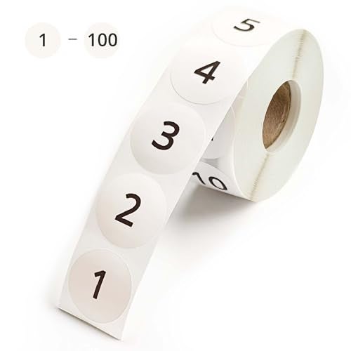 GlowSand 1-100 Numbered Stickers, 10 Repeating Sets, 1-Inch Consecutive Numbers, 1000 Labels Per Roll for Organization, Inventory, Crafts, and More - Image 1
