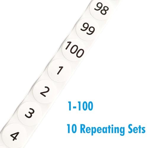 GlowSand 1-100 Numbered Stickers, 10 Repeating Sets, 1-Inch Consecutive Numbers, 1000 Labels Per Roll for Organization, Inventory, Crafts, and More - Image 5
