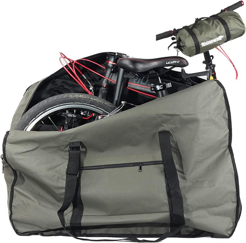 CamGo 20 Inch Folding Bike Bag - Wear-resistant Bicycle Travel Case Outdoors Bike Transport Bag for Cars Train Air Travel (Army Green, 20 inch) - Image 1