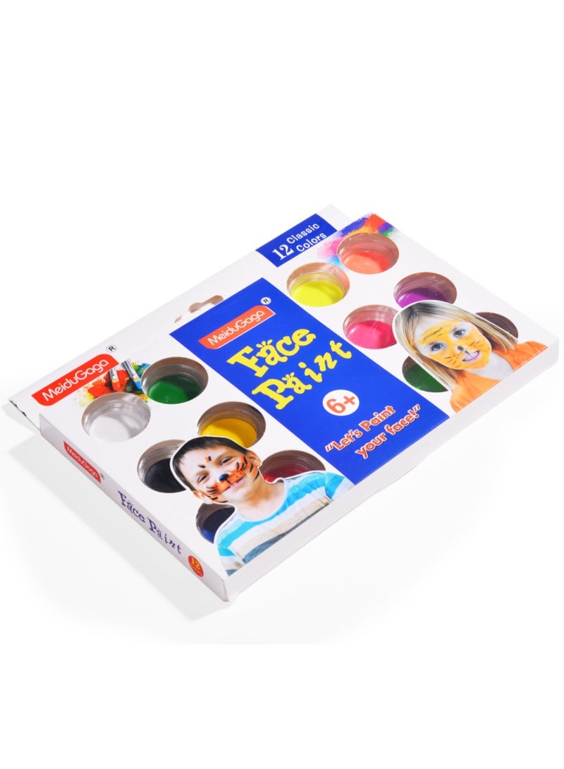 ميدو مجموعة ألوان وجه – 12 لون كلاسيكي مع الجليتر وفرشاة - Image 1