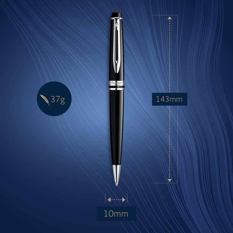 Waterman Expert Ballpoint Pen, Gloss Black with Chrome Trim, Medium Tip, Blue Ink, Luxury Pen in Gift Box, Great Gift for Coworker - Image 3