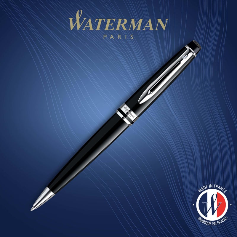 Waterman Expert Ballpoint Pen, Gloss Black with Chrome Trim, Medium Tip, Blue Ink, Luxury Pen in Gift Box, Great Gift for Coworker - Image 2