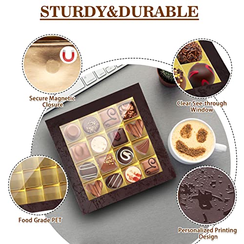 Bumlon Empty Chocolate Boxes, Reusable Packaging with Window,Dividers and Magnetic Closure for DIY Treats and Gifts, Candy, Present Cards(16 Grids - 2 Pack) - Image 2