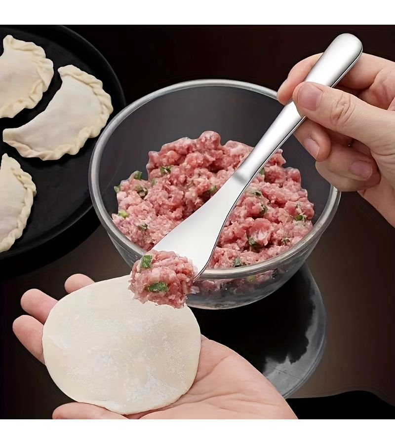 1 4 Piece Stainless Steel Dumpling Wrapping Spoon Non Stick Filling Scoop Wonton Stirrer Household Dumpling Making Tool For All Seasons - Image 1