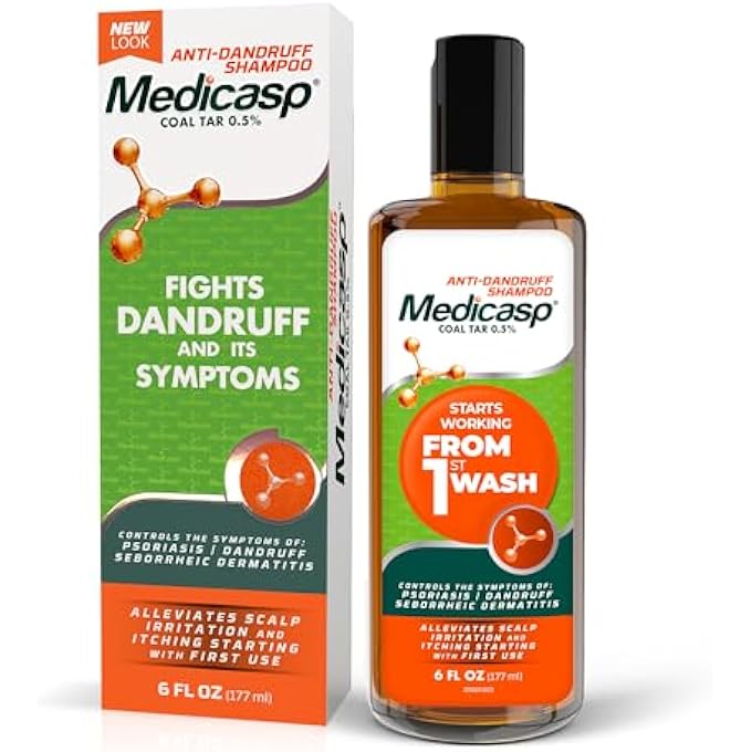 Medicasp شامبو قشرة الرأس بجيل قطران الفحم لعلاج التهاب الجلد الدهني والصدفية، 6 أونصات (عبوة من 1) - Image 1