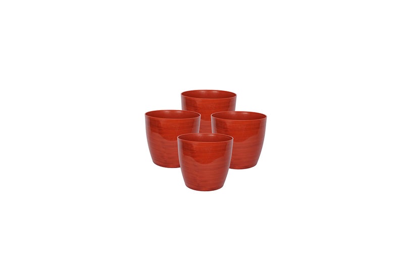 Halsey® Flower Pots for Indoor/Outdoor/Living Room/Bedroom Balcony (Pack of 4) Modern Design Durable Plastic Plant Pot for Gardening (Brown, X-Small 5 INCH) - Image 1