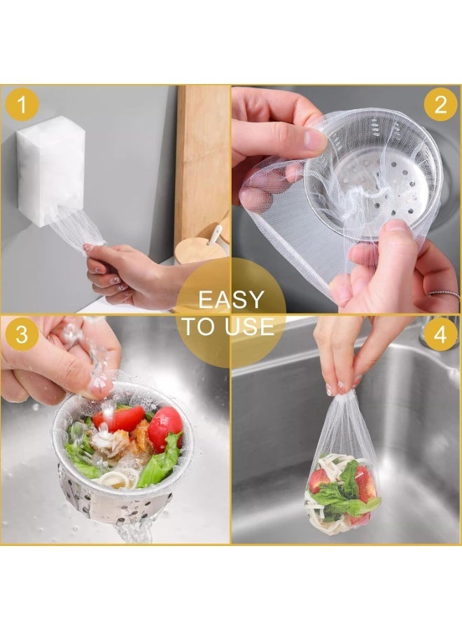 Hugifts 100 PCS Kitchen Sink Strainer Mesh Bag, Disposable Mesh Sink Strainer Bags, Fit All Drain Sinks for Kitchen, Bath, Tub, Keep Your Sewer Lines and Garbage Disposal Safe (100 Filters Bags) - Image 4