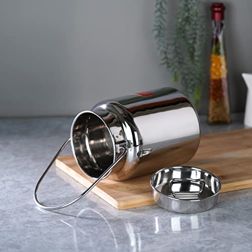 Sumeet Stainless Steel Akhand - Jointless Milk Can/Oil Can/Milk Barni/Oil Pot with Lid, 1250ML capacity, 11Cm Dia, Silver - Image 5