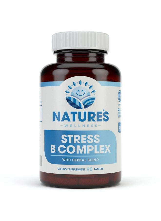 Natures Wellness Vitamin B Complex Stress Relief | All Natural Mood Enhancer and Stress Support Supplement | Stress B Complex with Herbal Extract Blend Plus Vitamin C, PABA, and Choline  - Image 1