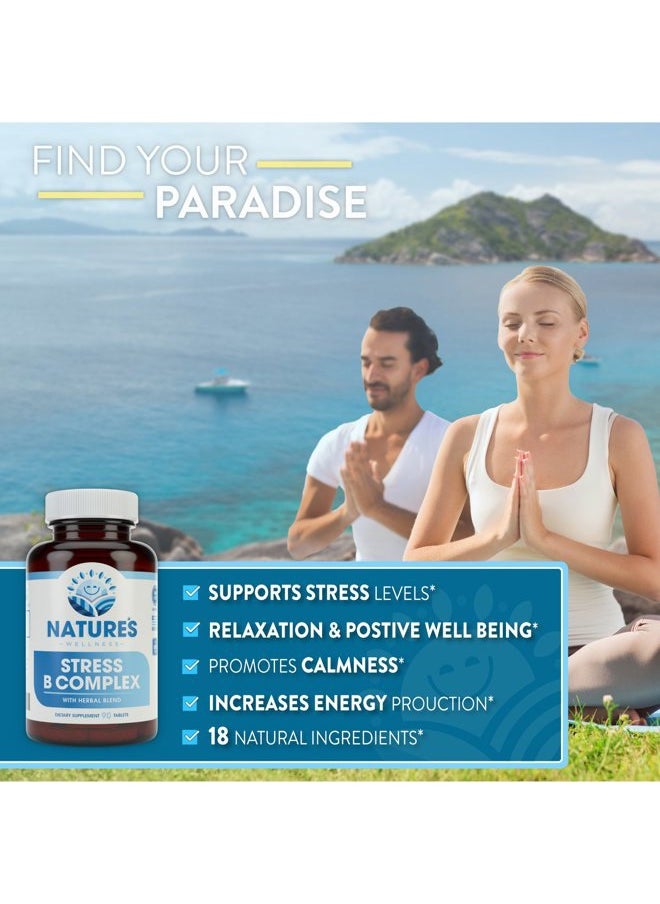 Natures Wellness Vitamin B Complex Stress Relief | All Natural Mood Enhancer and Stress Support Supplement | Stress B Complex with Herbal Extract Blend Plus Vitamin C, PABA, and Choline  - Image 3