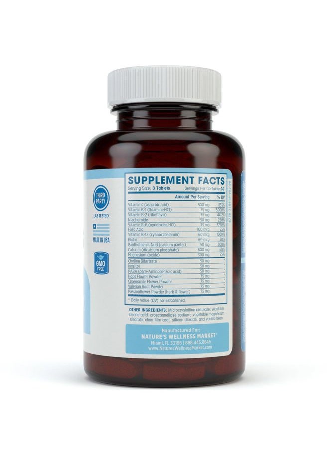 Natures Wellness Vitamin B Complex Stress Relief | All Natural Mood Enhancer and Stress Support Supplement | Stress B Complex with Herbal Extract Blend Plus Vitamin C, PABA, and Choline  - Image 5