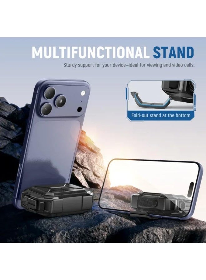 موبوسي جراب لـ AirPods Pro 3 [جراب مقاوم للماء بمعيار IP68 ومتوافق مع MagSafe] غطاء حماية بمستوى عسكري لـ إيربودز برو 3 مع قفل آمن وسلسلة مفاتيح وحامل هاتف (2025)، أسود - Image 5