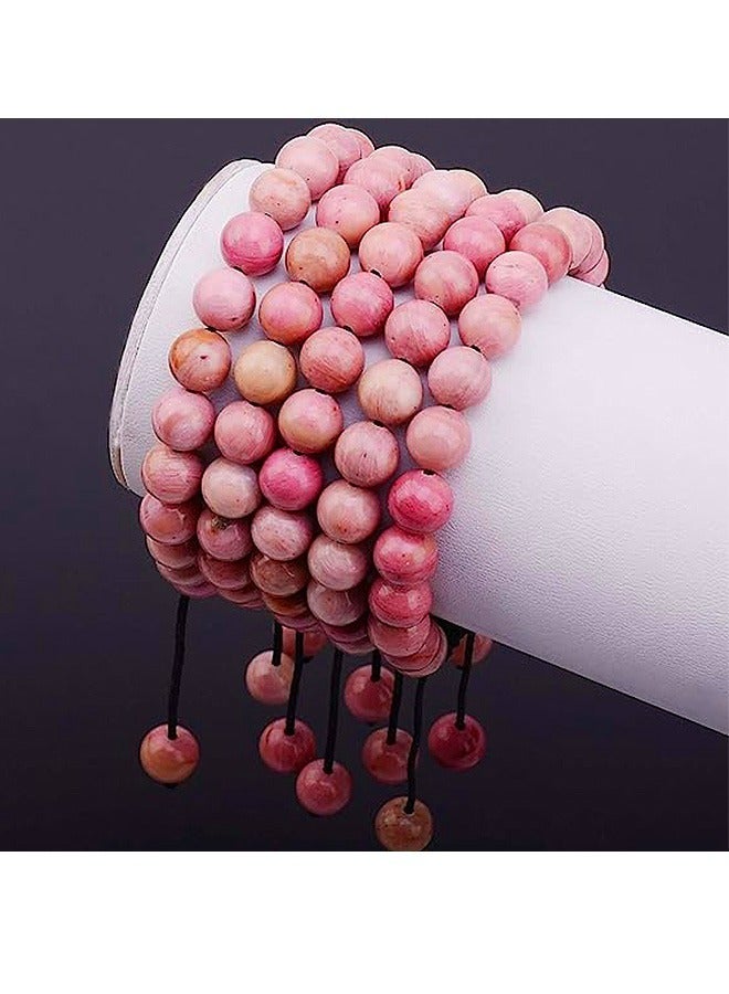 Adjustable Agate Beaded Bracelet, Fashion Gemstone Crystal Braided Unisex Natrual Stone Bracelets, Bring Good Luck (Pink) - Image 5