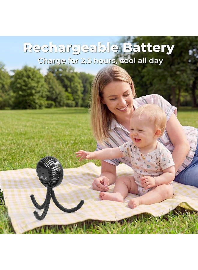 AMACOOL Battery Operated Stroller Fan, Baby Travel Essentials for Beach Disney, Newborn Boy & Girl Showers Gifts Registry Search, Rechargeable Clip On Fan for Car Seat Wagon Crib Bike Treadmill - Image 4