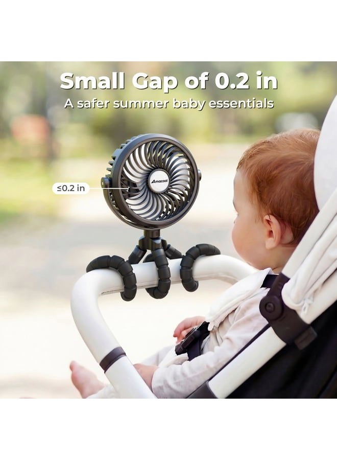 AMACOOL Battery Operated Stroller Fan, Baby Travel Essentials for Beach Disney, Newborn Boy & Girl Showers Gifts Registry Search, Rechargeable Clip On Fan for Car Seat Wagon Crib Bike Treadmill - Image 2