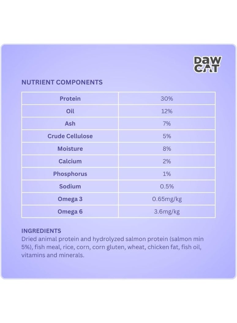 DawCat Salmon Recipe Adult Dry Cat Food - 1kg - Image 4