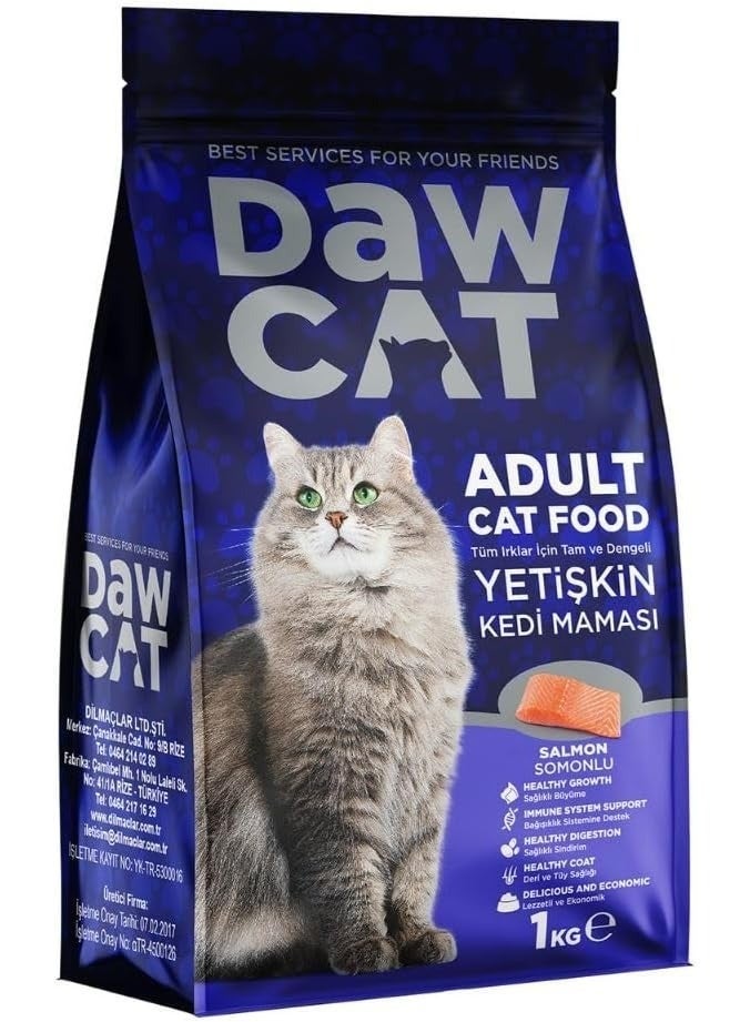 DawCat Salmon Recipe Adult Dry Cat Food - 1kg - Image 1