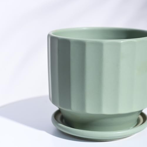 UGAOO Frosted Ceramic Pot for Indoor Plants (5 Inch, Mint) - Image 3