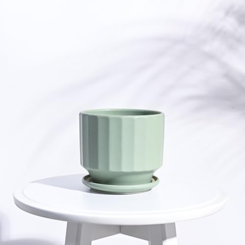 UGAOO Frosted Ceramic Pot for Indoor Plants (5 Inch, Mint) - Image 2