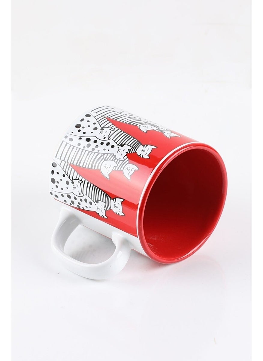 keramika 10 cm Ribbon Mug Red  - Image 1