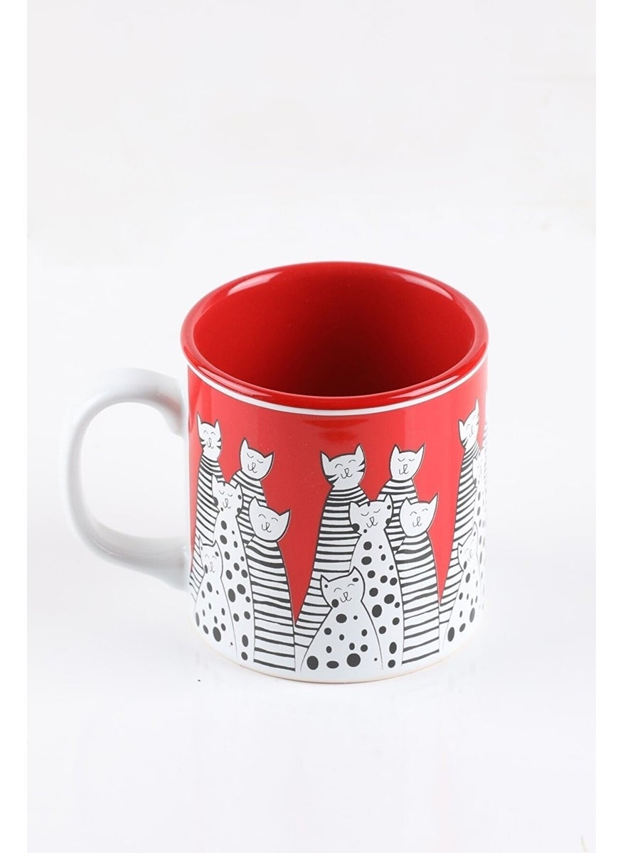 keramika 10 cm Ribbon Mug Red  - Image 2