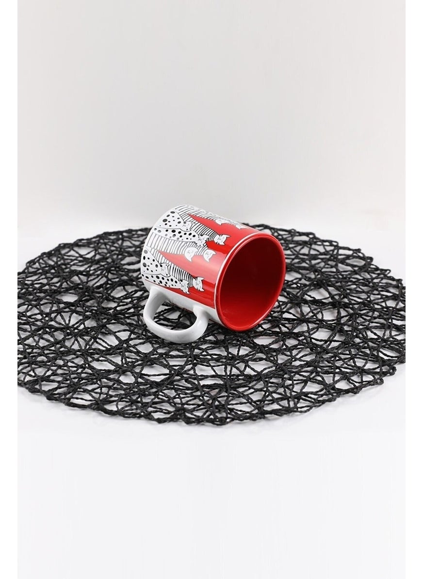 keramika 10 cm Ribbon Mug Red  - Image 3