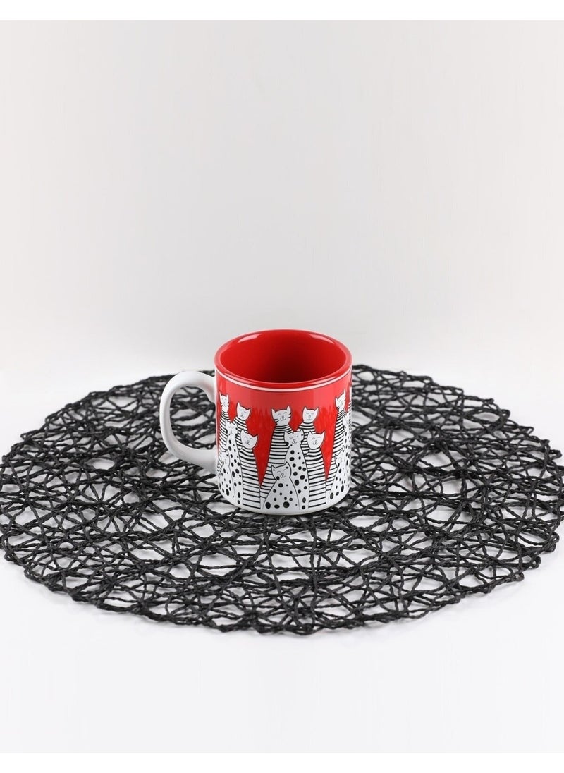 keramika 10 cm Ribbon Mug Red  - Image 4