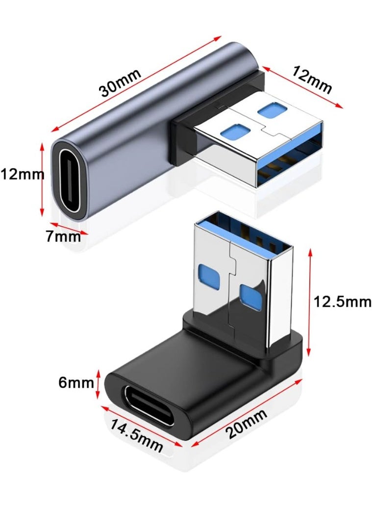 موصل USB منزلي بزاوية 90 درجة، موصل USB 3.0 لتحويل بيانات 10 جيجابايت/ثانية، متوافق مع اللابتوبات/الهواتف/الأجهزة اللوحية/الكمبيوتر - Image 3