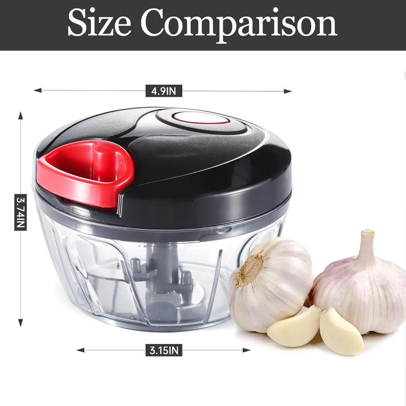 Cambom Manual Food Chopper Vegetable Cutter, Hand String Vegetable Chopper Onions Cutter for Vegetable Fruits Nuts BPA Free Food Safe Material, 550ml Black - Image 4