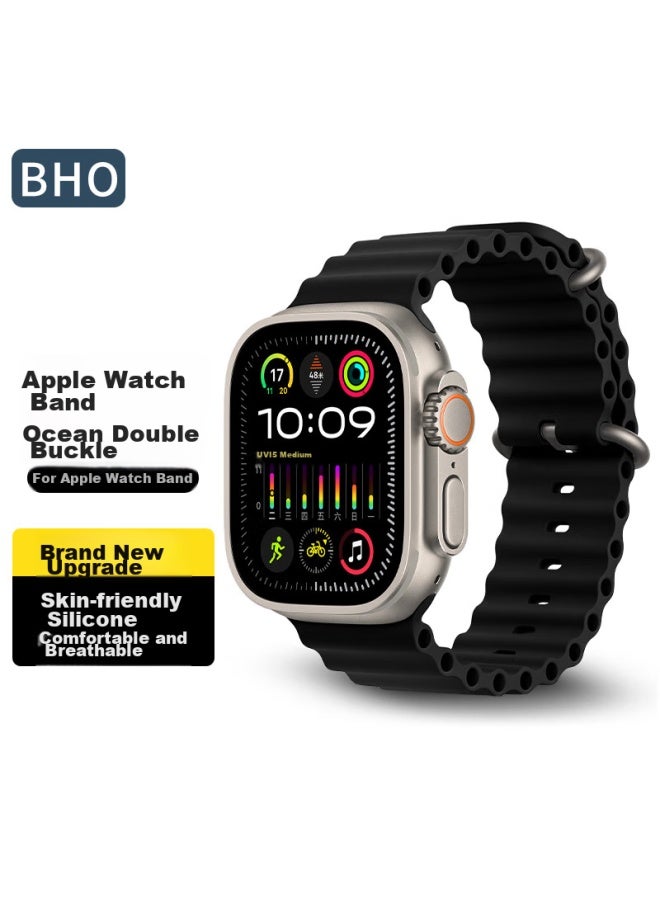 Bho مناسب لأربطة Apple Watch، Apple Watch S10/s9/ultra2 Ocean Band، Iwatch S8/7/6/5/4/se سوار ساعة سيليكون - Image 1