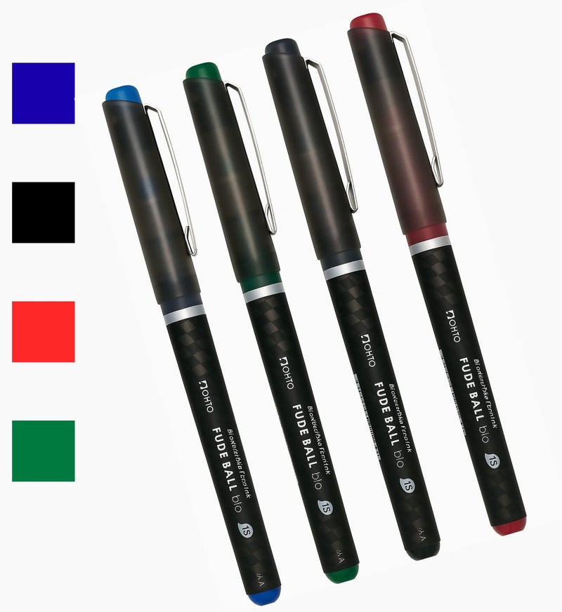 OHTO Fude Ball Pen 1.5mm Black Blue Pack of 2 Premium Japanese Rollerball Pen for Bold Writing,Journaling, Sketching, Signatures, Decorative Lettering, Smooth Ink Flow, Smudge-Resistant, Made in Japan - Image 2