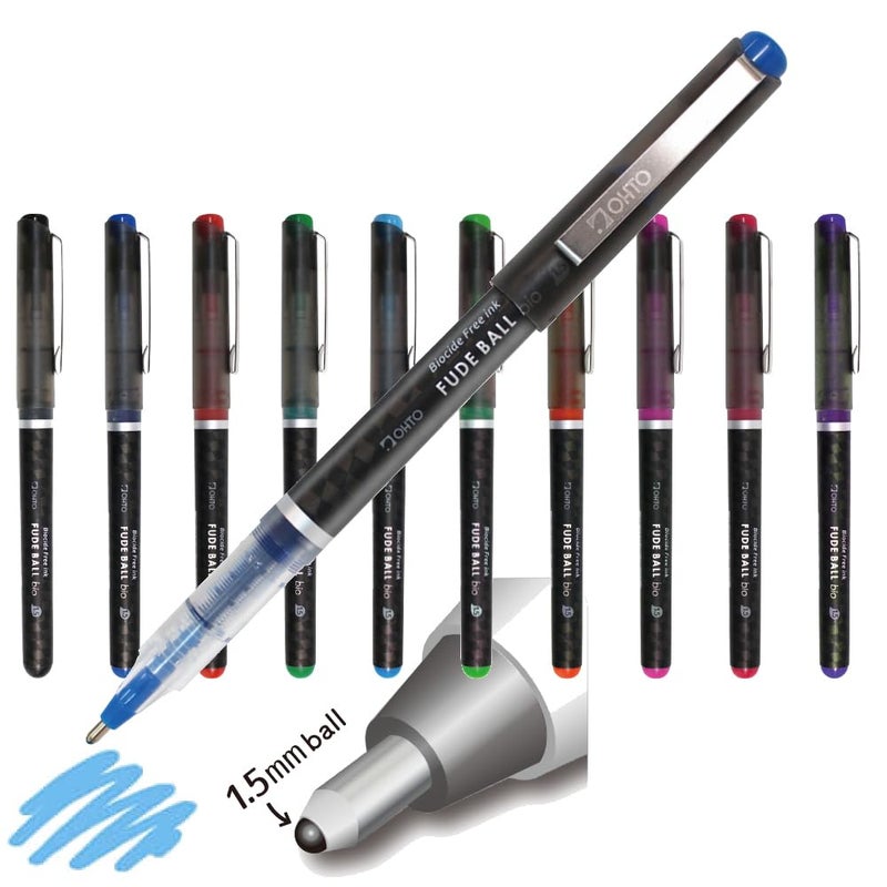 OHTO Fude Ball Pen 1.5mm Black Blue Pack of 2 Premium Japanese Rollerball Pen for Bold Writing,Journaling, Sketching, Signatures, Decorative Lettering, Smooth Ink Flow, Smudge-Resistant, Made in Japan - Image 4