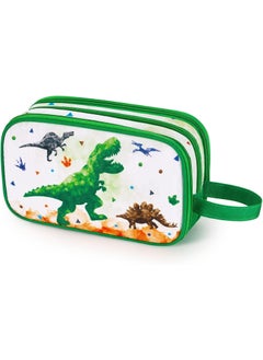 WAWSAM Dinosaur Toiletry Bag - Travel Toiletry Bag for Boys Kids Christmas Birthday Gift Toiletries Makeup Cosmetic Pouch Camping Traveling Toiletry Case Water-resistant Wash Bag Dopp Kit with Mesh Pocket 