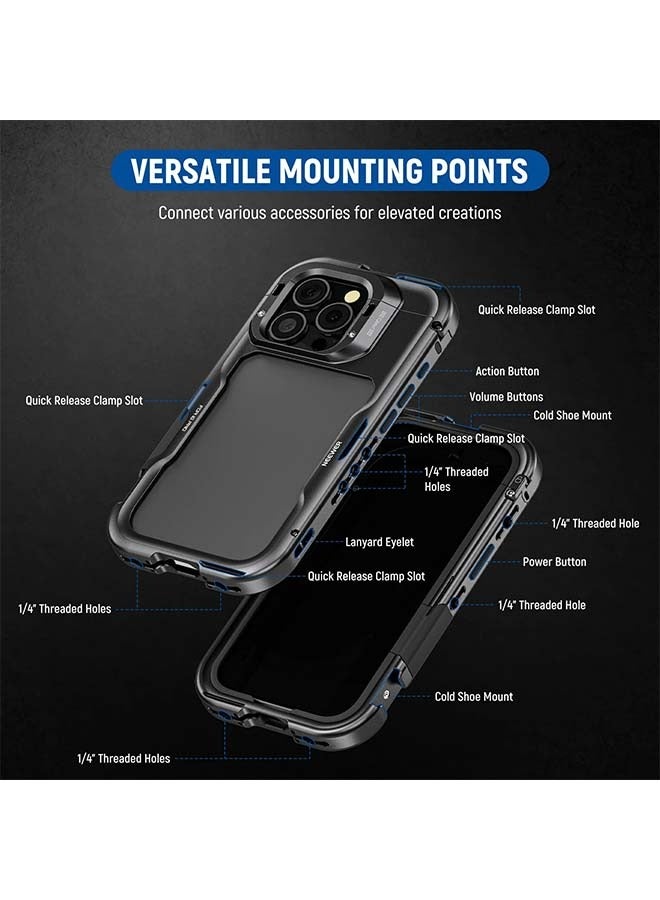 Neewer NEEWER 16 Pro Max Cage, Quick Release Video Rig Phone Stabilizer Compatible with iPhone 16 Pro Max with 67mm Filter Adapter, 17mm Lens Backplate, T Mount Lens Adapter Compatible with Moment, PA074 - Image 5