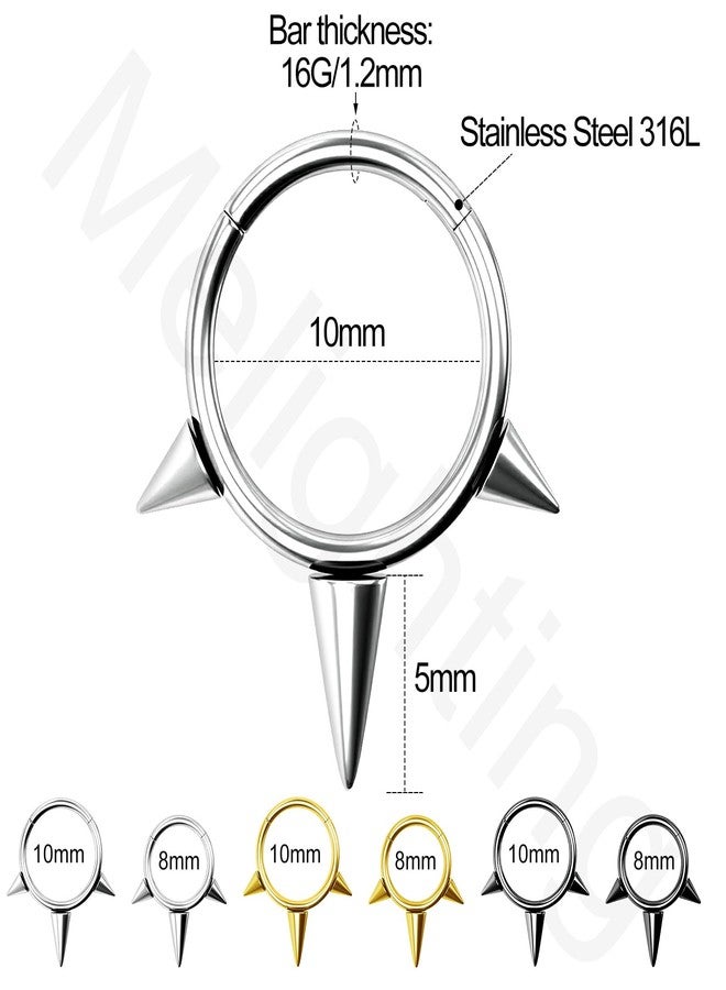 Melighting Spike Septum Ring 16G Septum Jewelry Hoop Stainless Steel 316L Cartilage Earring Hinged Spike Daith Piercing Jewelry for Women - Image 5