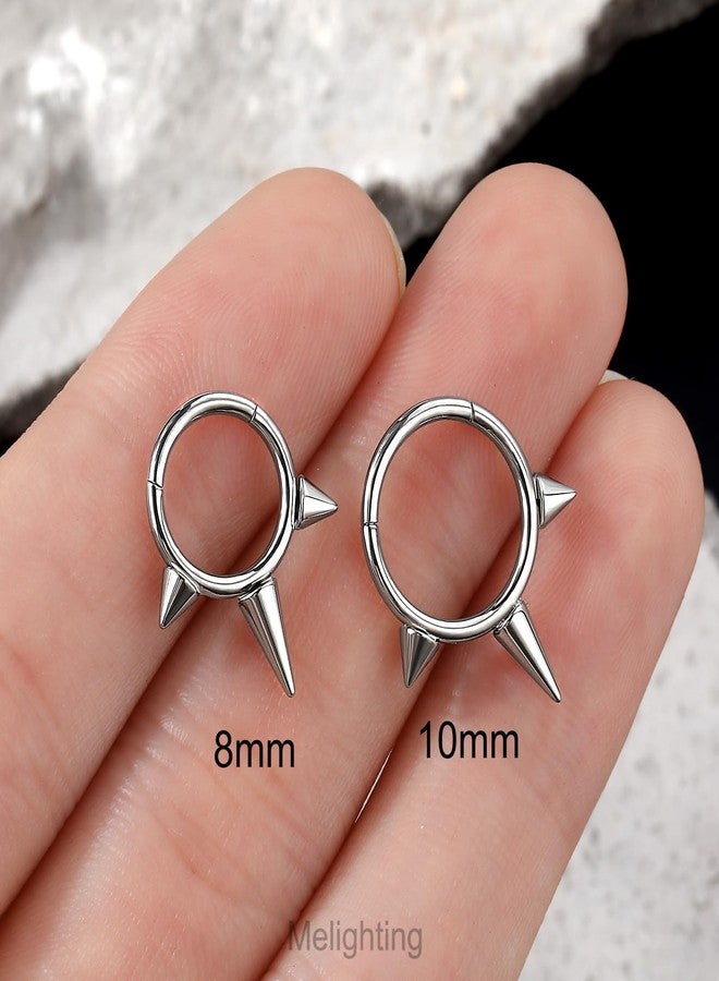 Melighting Spike Septum Ring 16G Septum Jewelry Hoop Stainless Steel 316L Cartilage Earring Hinged Spike Daith Piercing Jewelry for Women - Image 2