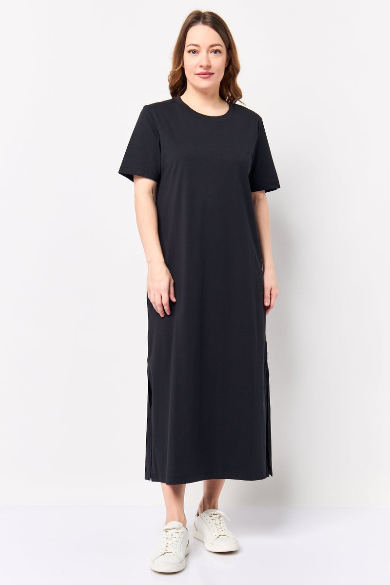 Fudo Comforts By Fudo Women Plain Shift Dress, Black - Image 1