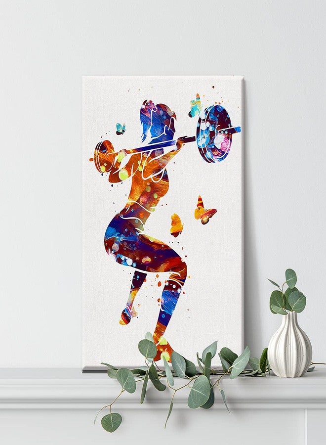 Nvhai Woman Weight Lifter Watercolor Wall Art Female Weightlifter Canvas Painting Prints for Home Gym Wall Decor Framed Artwork Gifts(12x15 Inch) - Image 5