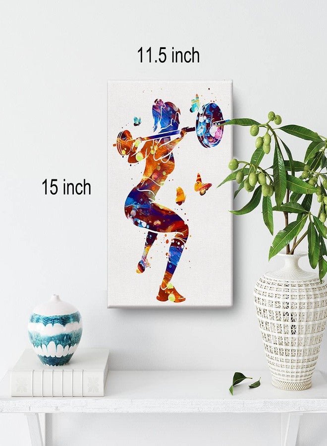 Nvhai Woman Weight Lifter Watercolor Wall Art Female Weightlifter Canvas Painting Prints for Home Gym Wall Decor Framed Artwork Gifts(12x15 Inch) - Image 2