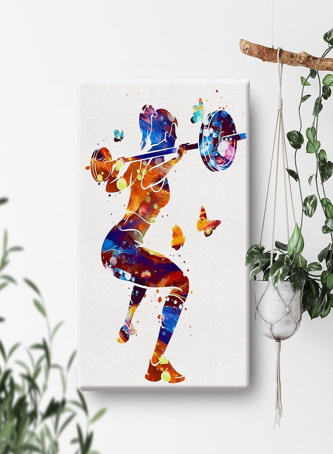 Nvhai Woman Weight Lifter Watercolor Wall Art Female Weightlifter Canvas Painting Prints for Home Gym Wall Decor Framed Artwork Gifts(12x15 Inch) - Image 4