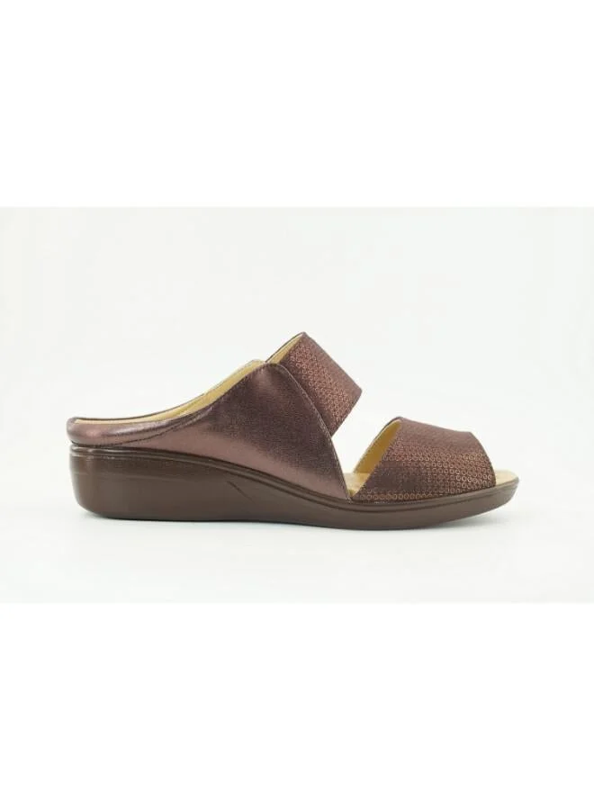 Zayna Bronze 221-3169 Zayna Ladies Low Wedge Heel Slides 2418-22 Bronze for Women | Best Price UAE