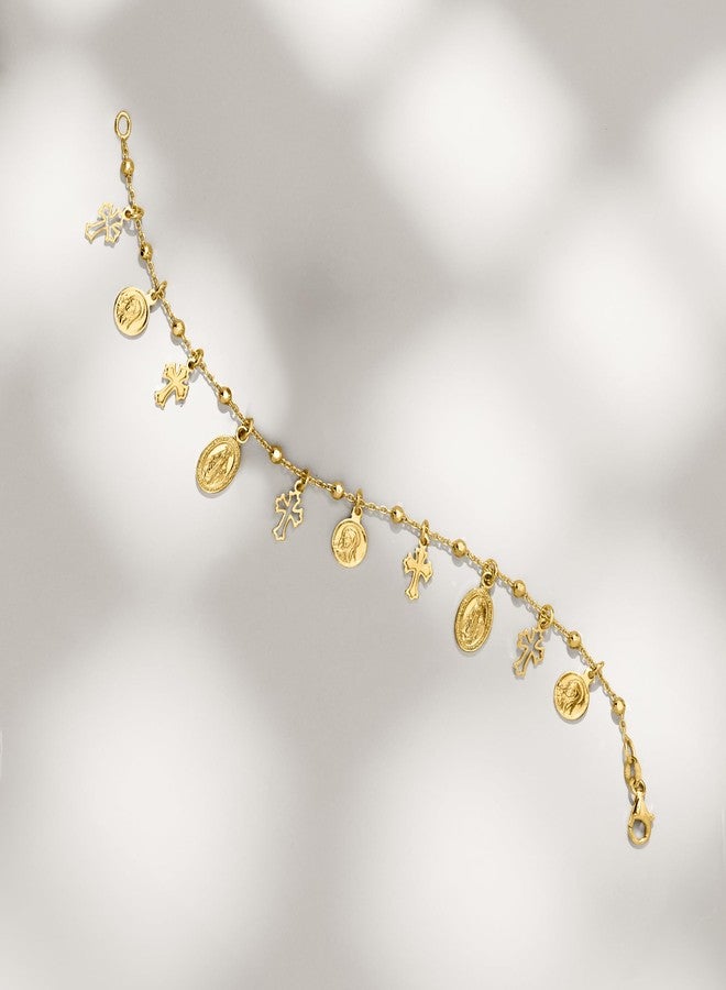 Ross-Simons Italian 18kt Gold Over Sterling Religious Charm Bracelet. 7 inches - Image 3