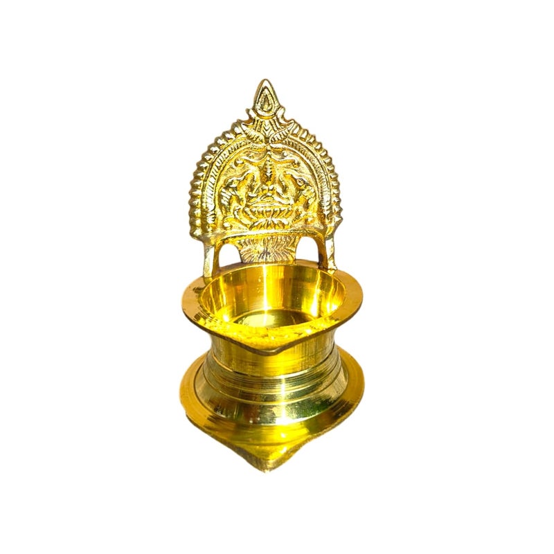 TATTVA TATTVA Pure Brass Laxmi Kamakshi Diya Oil Lamp for Home Mandir Decoration Dia Special for Navratri Small 