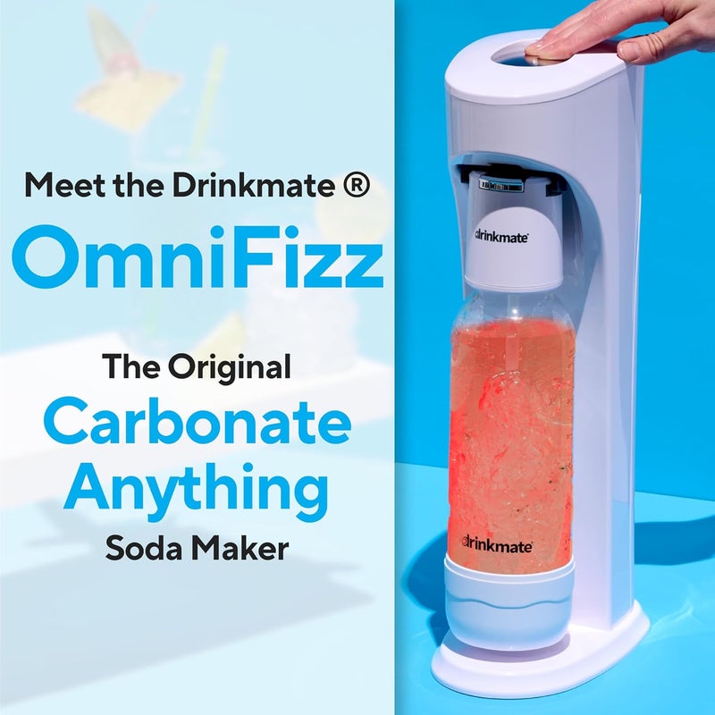 DrinkMate OmniFizz Sparkling Water and Soda Maker, Carbonates Any Drink Without Diluting It, CO2 Cylinder Not Included (Classic White) - Image 1