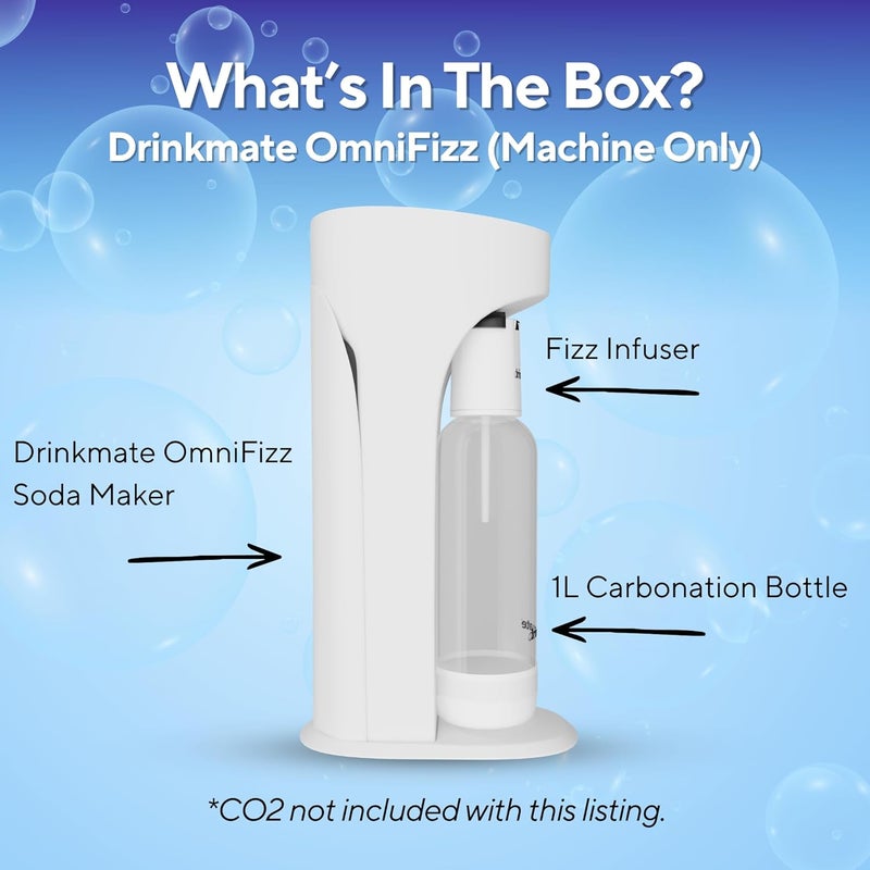 DrinkMate OmniFizz Sparkling Water and Soda Maker, Carbonates Any Drink Without Diluting It, CO2 Cylinder Not Included (Classic White) - Image 4