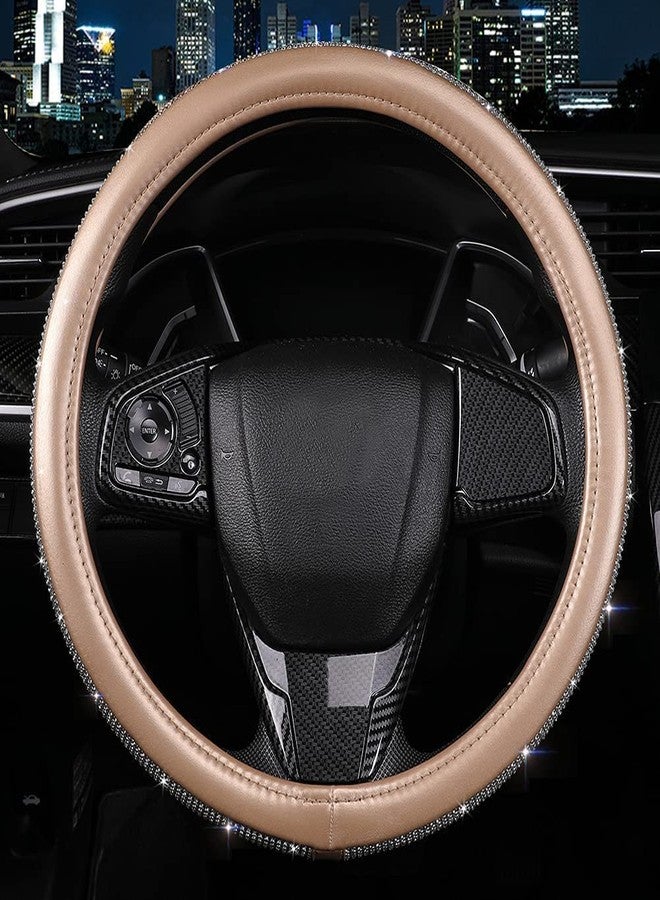 XIANGDING Bling Bling Car Steering Wheel Cover for Women Girls Diamond Crystal Rhinestones Microfiber Leather Universal 15 Inch(Golden) - Image 3
