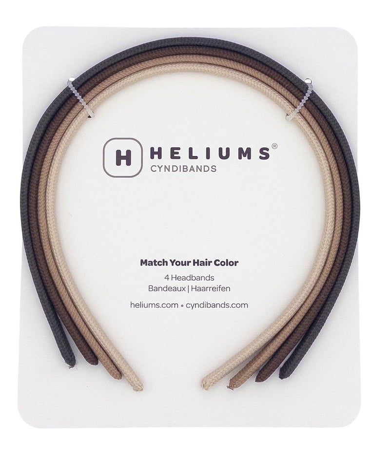 Heliums Heliums Thin Headbands For Women  8mm Skinny Headband 4 Count Comfortable Narrow Hair Bands in Neutral Colors Dark Brown Medium Brown Dark Blonde Beige Blonde
