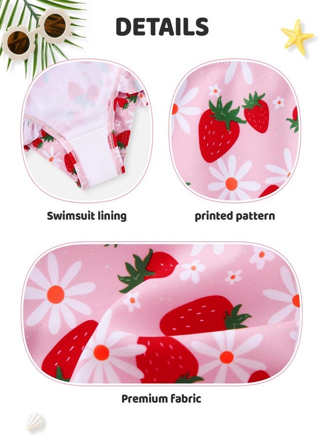 Ghteas Toddler Girls Swimsuit Cute 2 Piece Tankini Bathing Suit Adjustable Neck Strap Halter Top with Ruffle Swim Pants Beach Bikini Summer Swimwear Girl 3-4t Red - Image 4